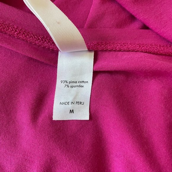 Lucy Pink Solid Pima Cotton Trapeze Long Sleeve Knit Top Workout T-Shirt Tunic - Picture 10 of 10